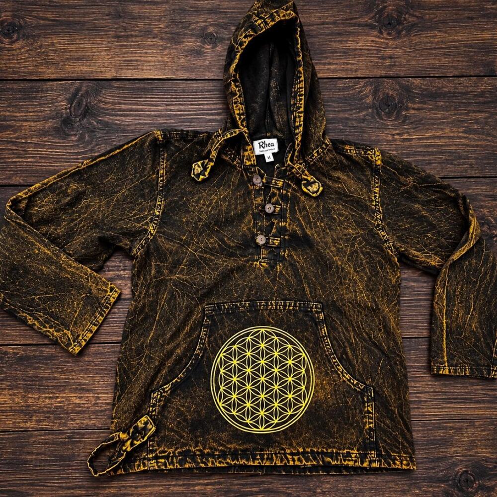 beautiful washed yello and black lightweight rhea hoodie nwt